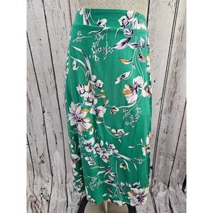 Maurices Green Floral Maxi Wrap Skirt Women's M Tropical Beach‎ Rayon Boho Chic